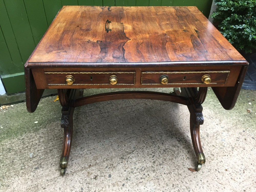 fine early c19th regency period ormolumounted rosewood sofa table in 'as found' 'countryhouse' condition attributed to gillows