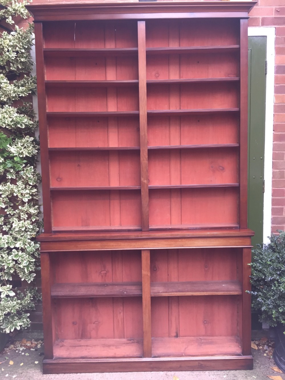 large midc19th mahogany 2 section library bookcase