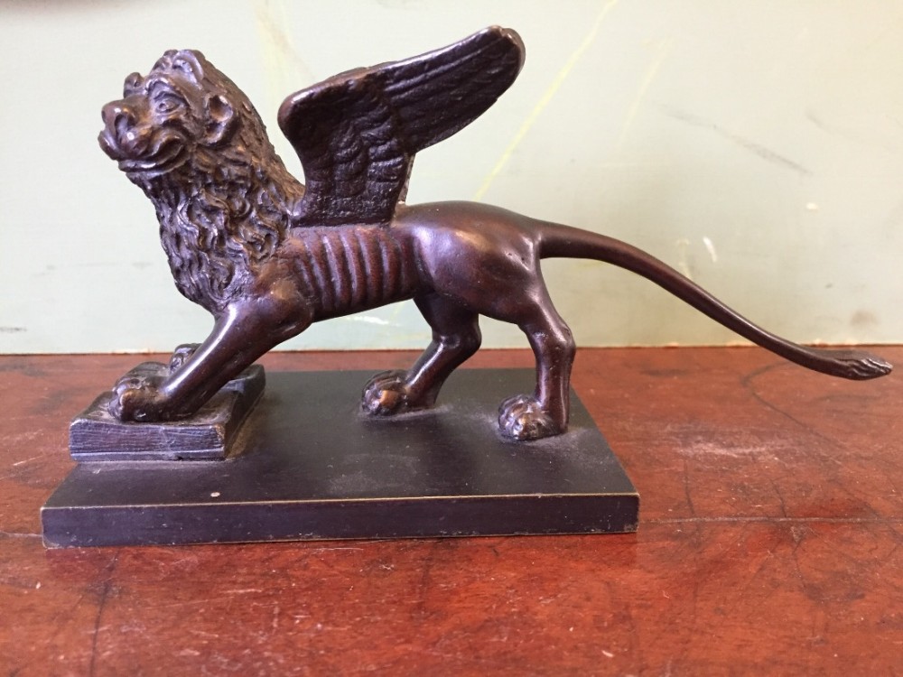 c19th italian venetian bronze 'grand tour' souvenir sculpture of the lion of st mark