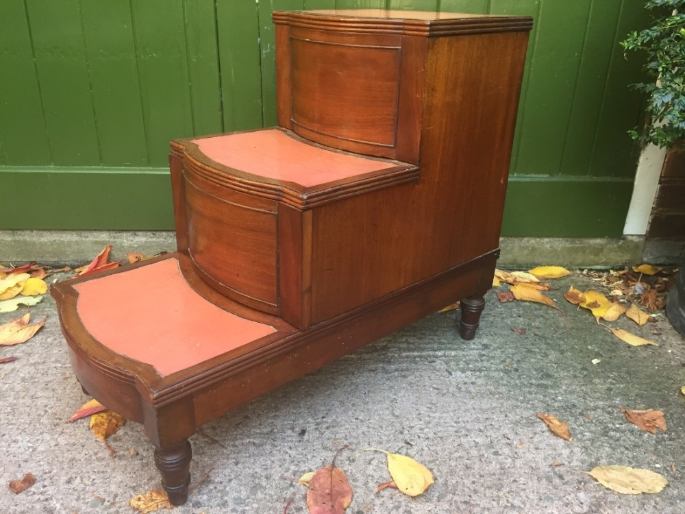 early c19th regency period set of mahogany bedsidesteps commode