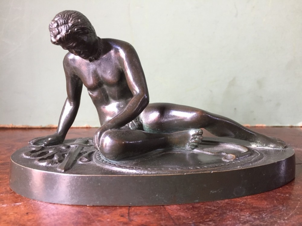 late c19th 'grand tour' souvenir bronze reduction after the antique of the dying gaul