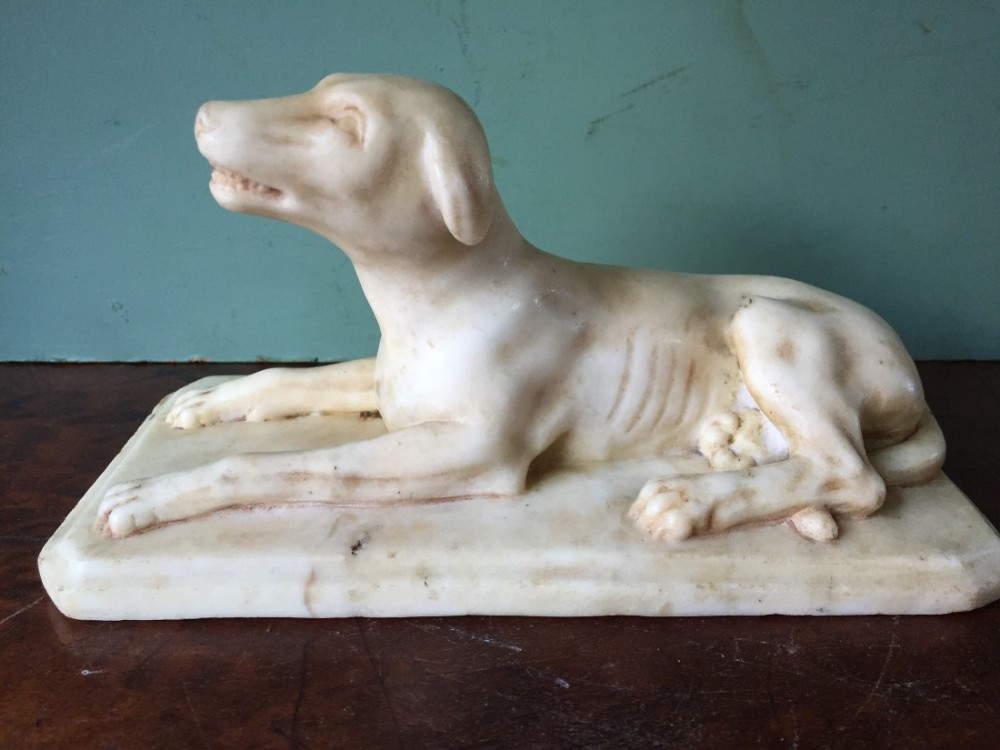 early c19th regency period carved marble sculpture of a hound