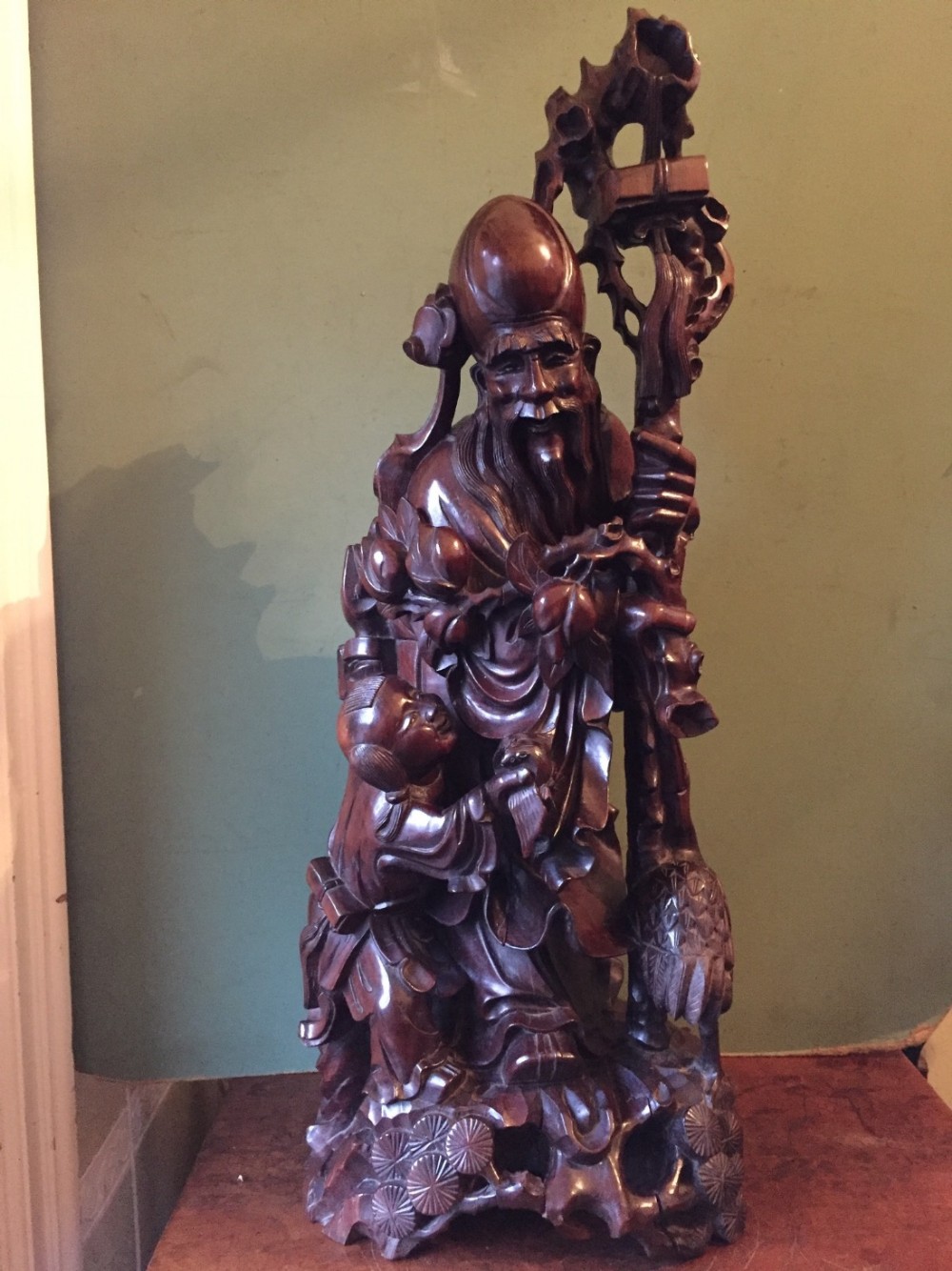 large late c19th chinese carved hardwood figure group