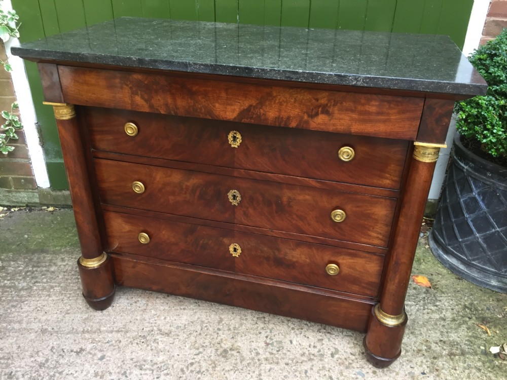 fine quality early c19th french empire ormolumounted mahogany commode with fossilised belgian marble top