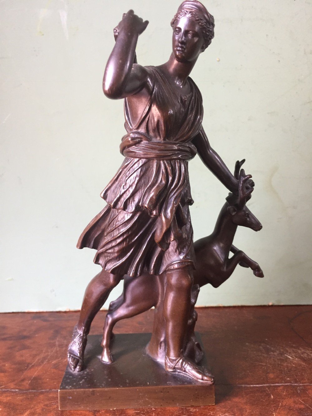 c19th french bronze 'grand tour' souvenir statue after the antique diana the huntress