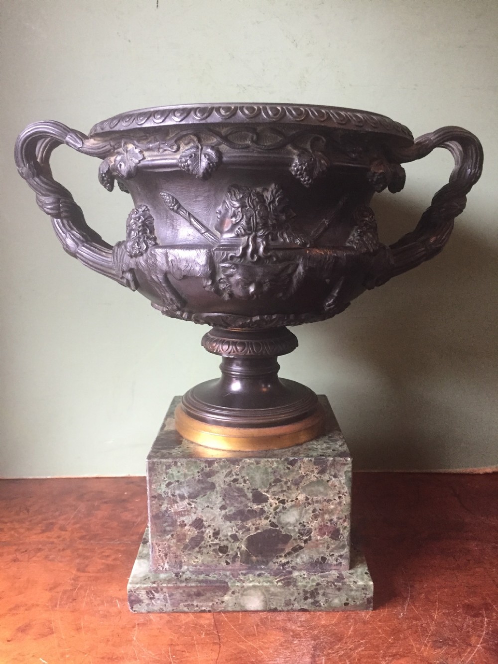 c19th bronze 'grand tour' souvenir reduction after the antique of the warwick vase