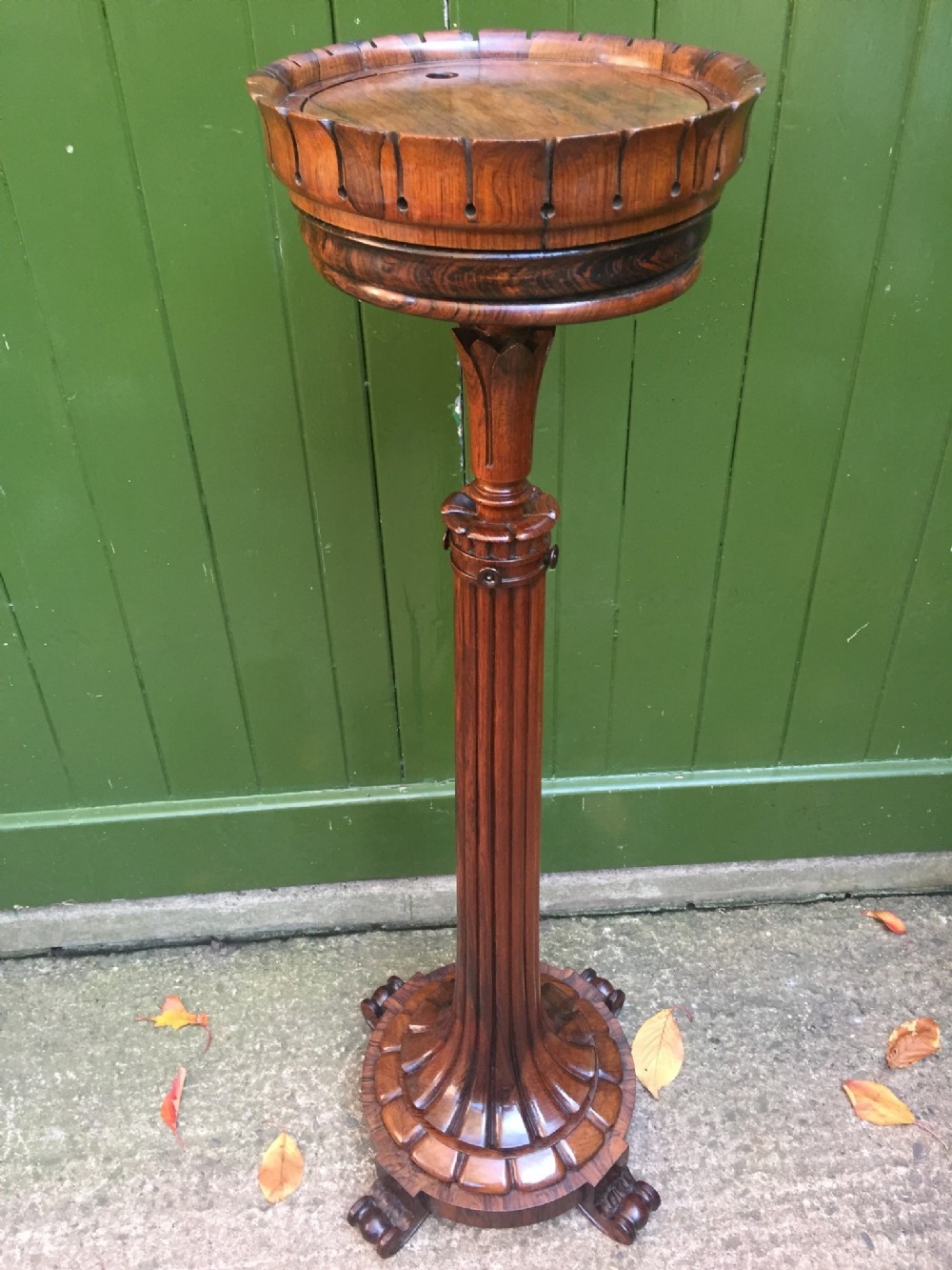 rare early c19th george iv period carved rosewood jardiniere stand or crocus table in the manner of the cabinetmaker thomas king 17901839