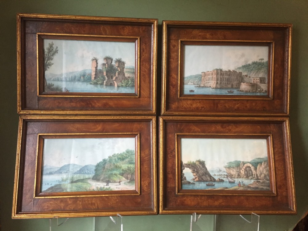 set of 4 c19th italian framed miniature watercolours