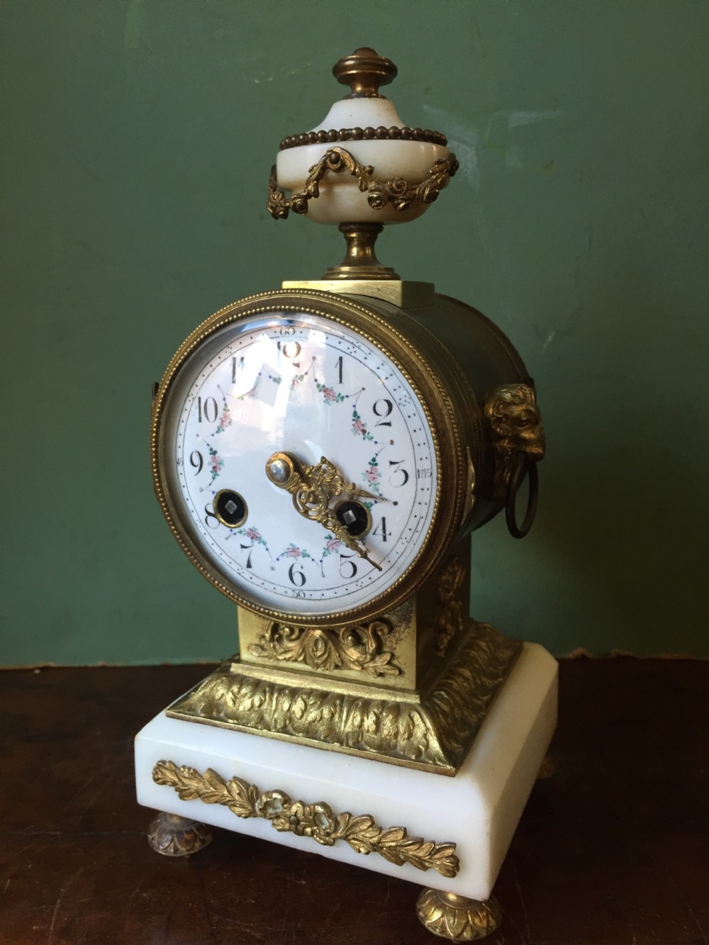 c19th french ormolu and alabaster 'drum' clock