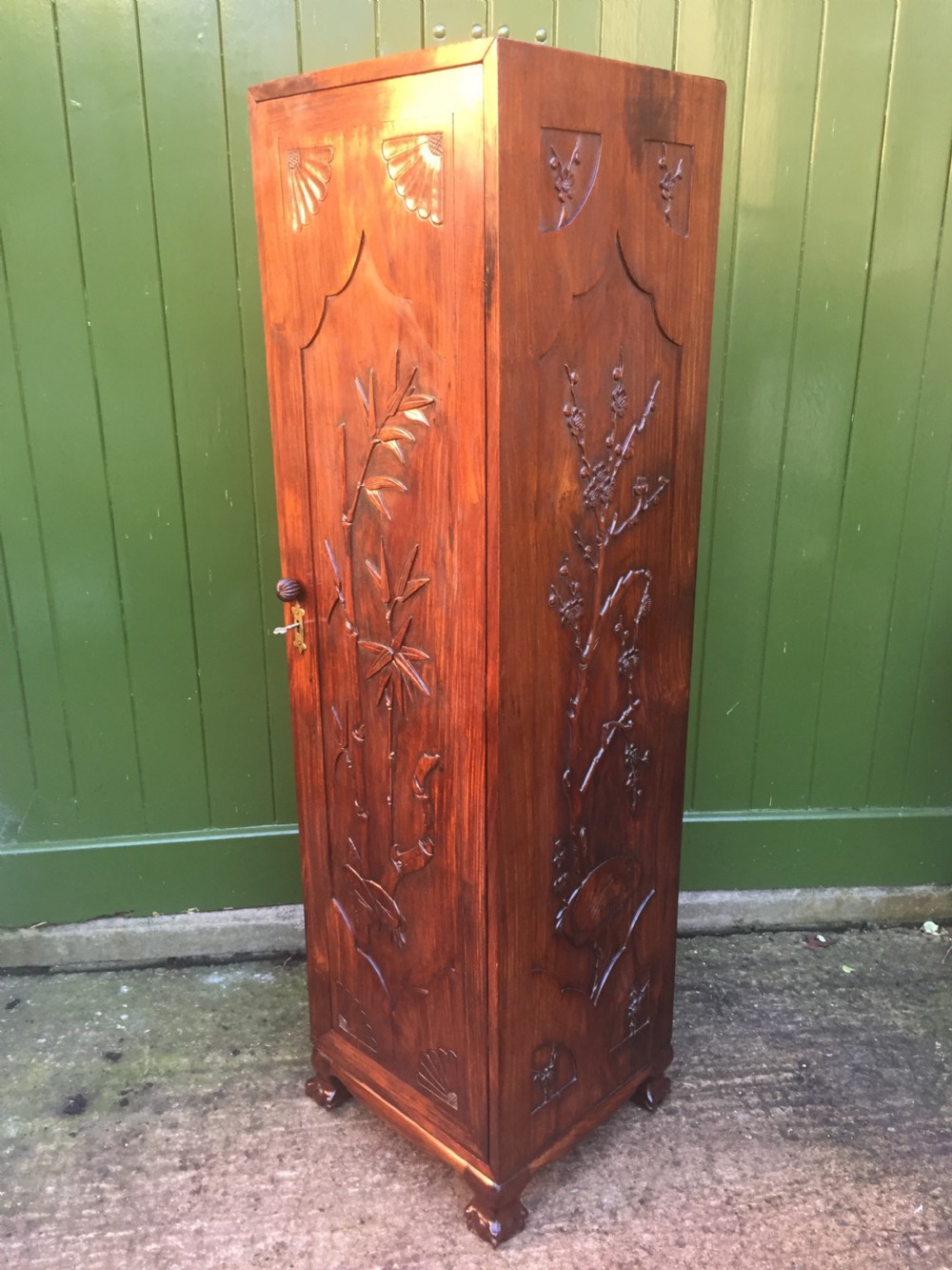 late c19th chinese qing dynasty carved hardwood 'hongmu' cabinet with fitted interior
