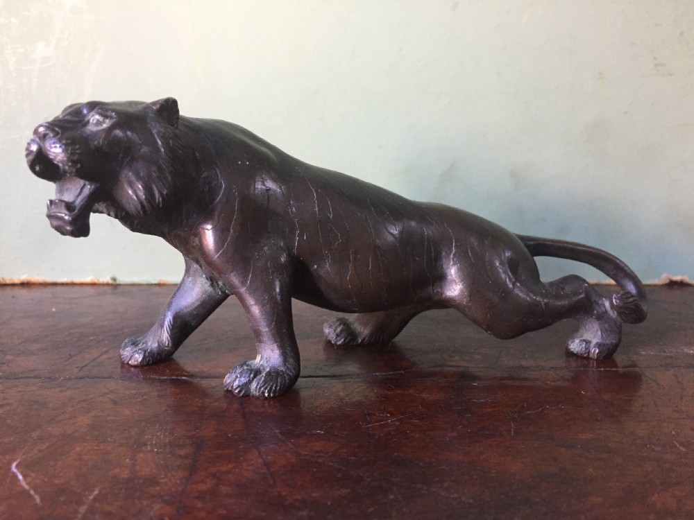 late c19th meiji period japanese bronze model of a tiger