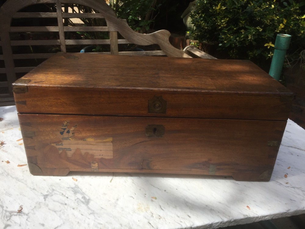 small c19th chinese export brassbound camphor travelling chest or trunk