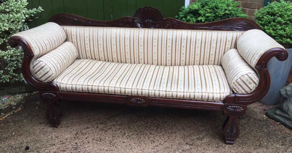 early c19th regency period mahogany scrollend doubleended sofa of classically inspired design