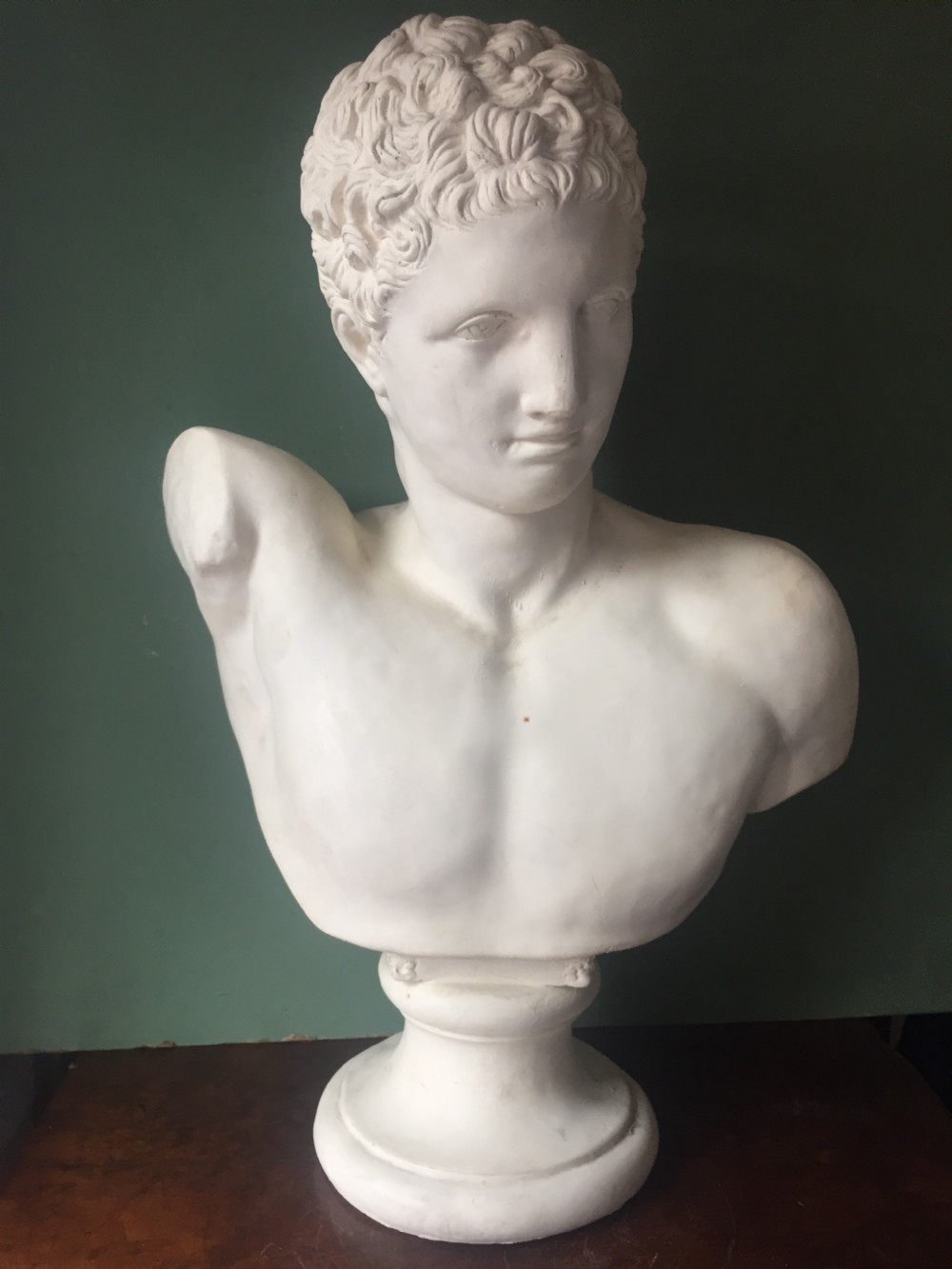 late c19th plaster library bust of the greek god hermes