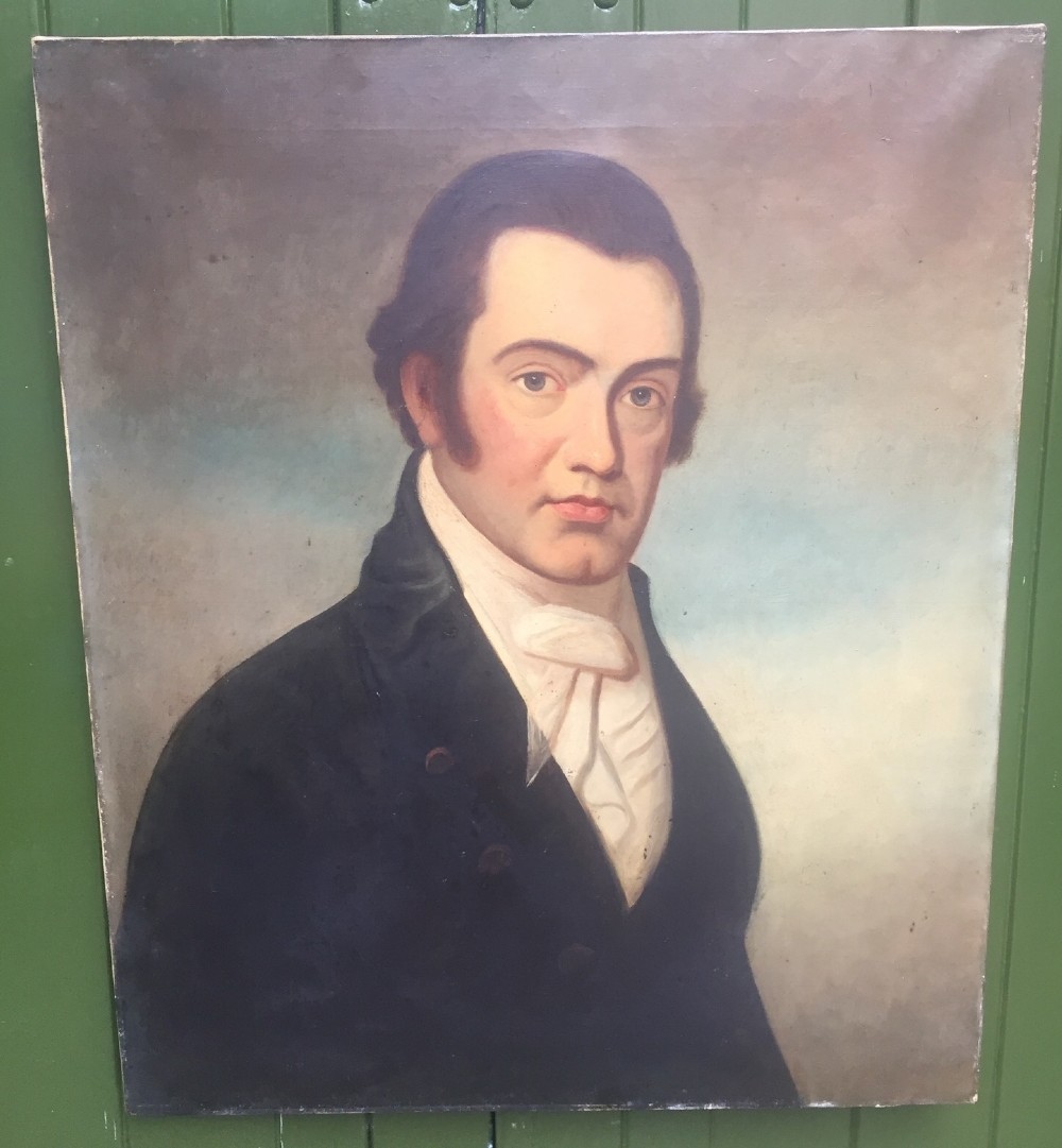 mid c19th oiloncanvas portrait painting of a gentleman or 'dandy'