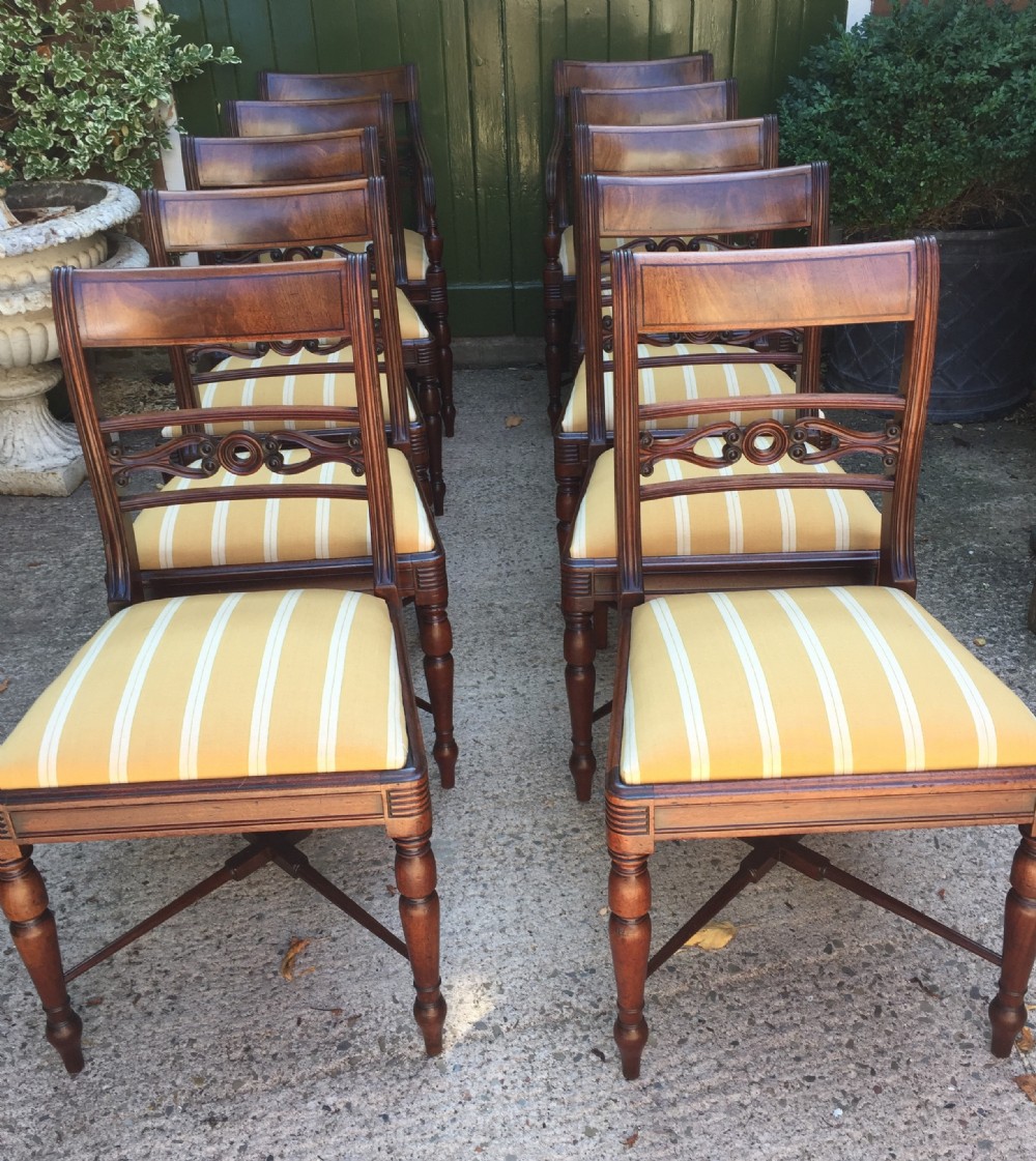 fine set of 10 early c19th scottish regency period mahogany dining chairs