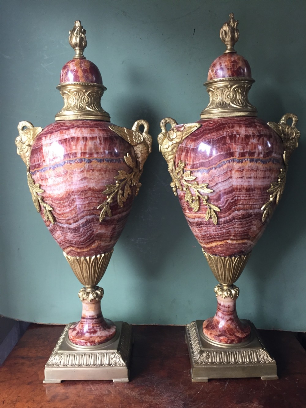 pair of late c19thearly c20th french ormolumounted 'alabastro fiorito' marble vases
