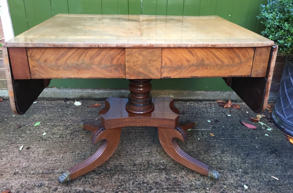 early c19th regency period mahogany and rosewood crossbanded sofa table