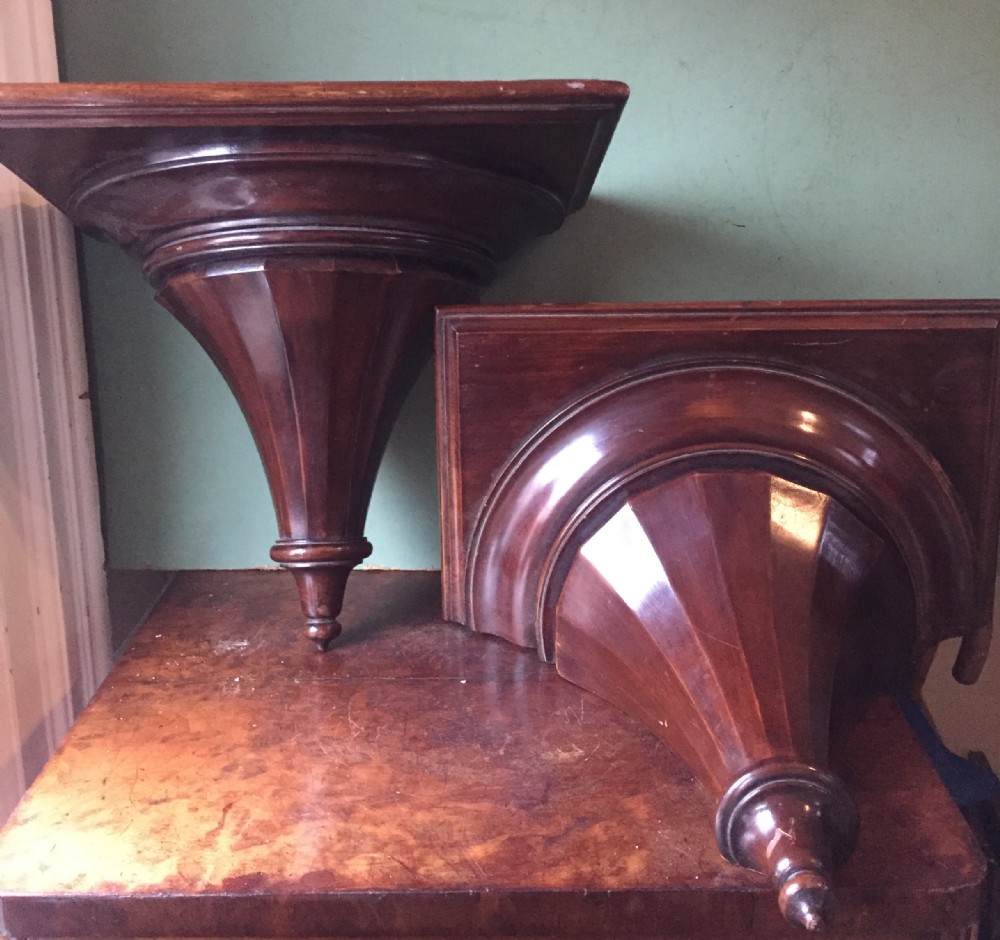 pair of high quality late c19th mahogany wall display brackets in the late c18th neoclassical style