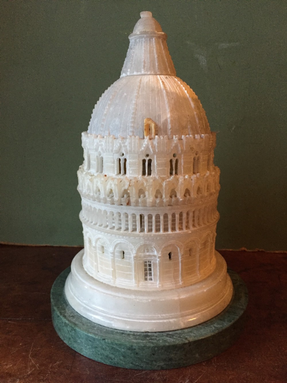c19th italian carved alabaster 'grand tour' souvenir model of the baptistery pisa italy
