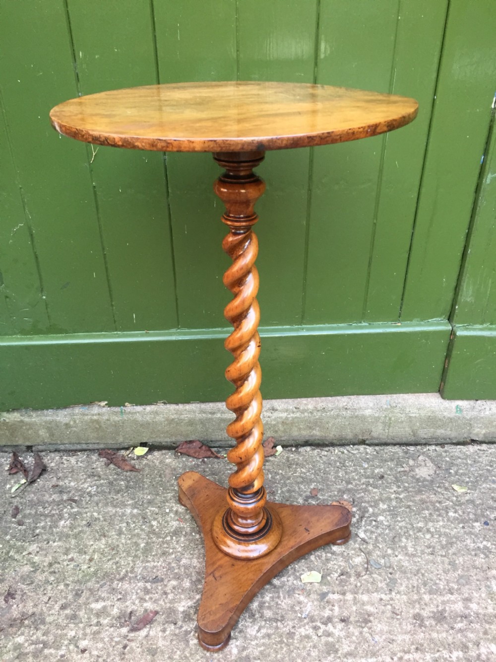mid c19th walnut oval topped wine table or candlestand by charles hindley sons london
