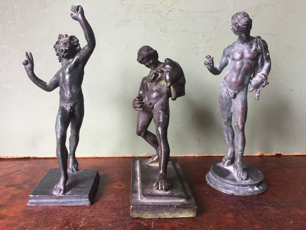 collection of 3 c19th italian smallscale bronze 'grand tour' souvenir reduction statues after the antique