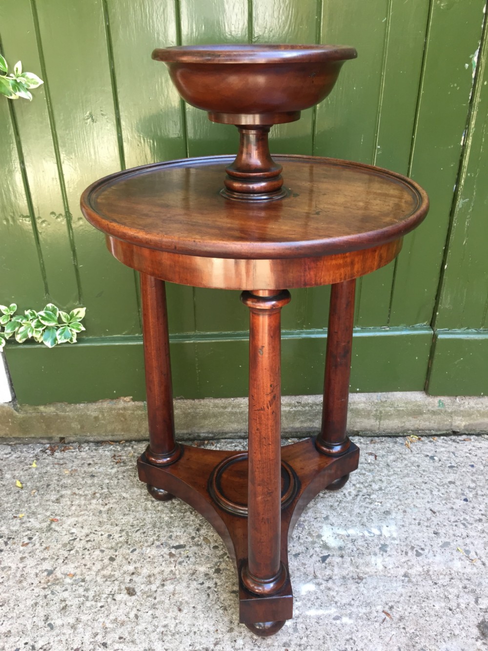 interesting and practical early c19th french circular mahogany bedside table or 'videpoche'