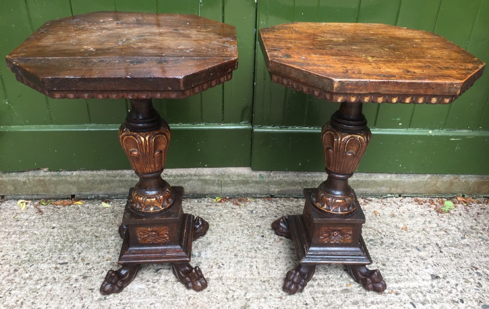 pair of c19th italian tuscan walnut and parcelgilt tables in the c17th renaissance style