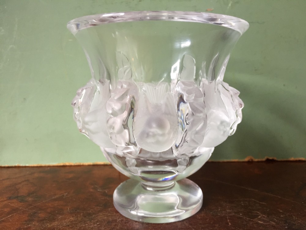 c20th vintage lalique glass dampierre pattern vase