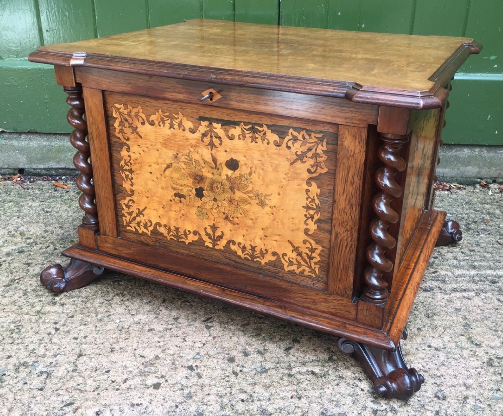 superior quality c19th rosewood mahogany walnut and marquetry inlaid casket