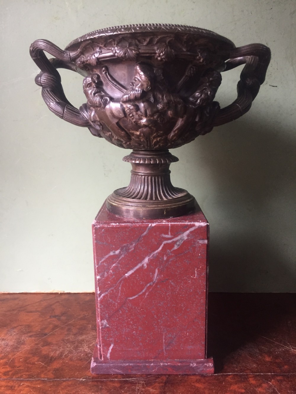 c19th bronze 'grand tour' souvenir bronze reduction after the antique of the warwick vase