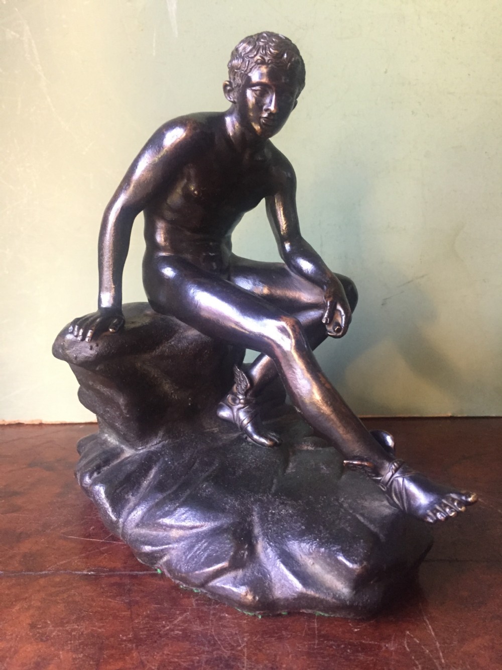 late c19th italian bronze 'grand tour' souvenir after the antique mercury resting by giorgio sommer foundry naples