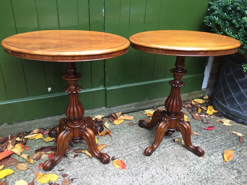 pair of mid c19th victorian period mahogany ovaltop occasional or lamp tables