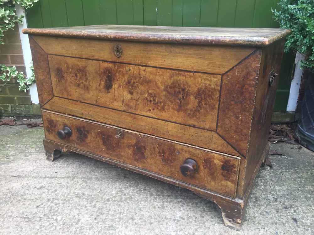 late c18th george iii period decorated pine nule chest in rare original condition