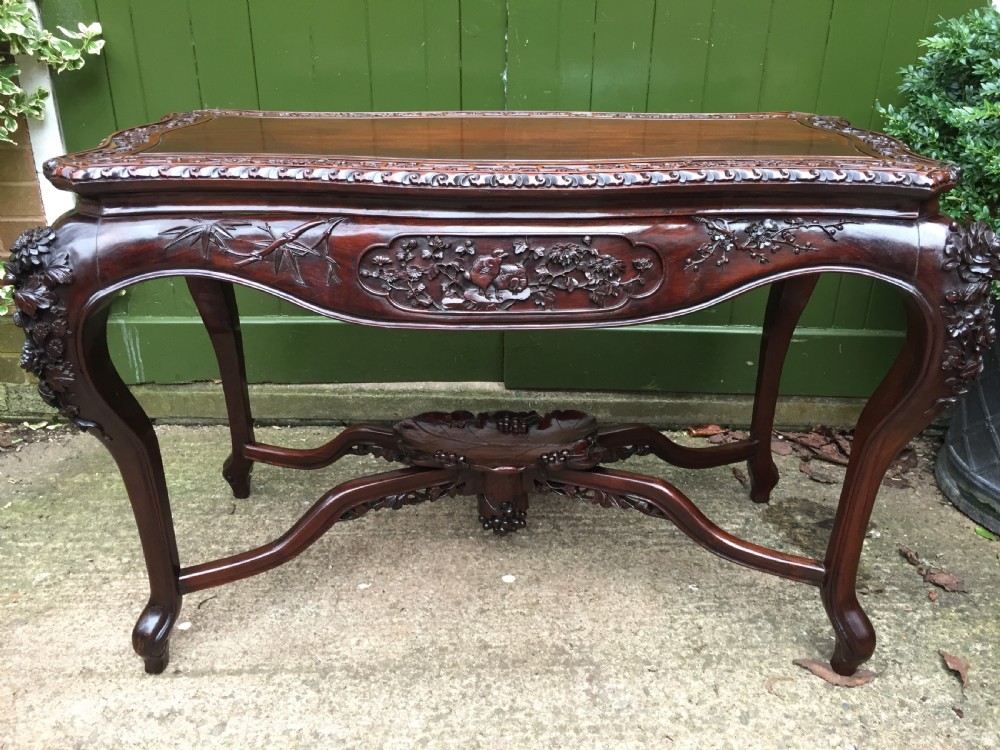 late c19th chinese qing dynasty carved hardwood centre table of exhibition quality
