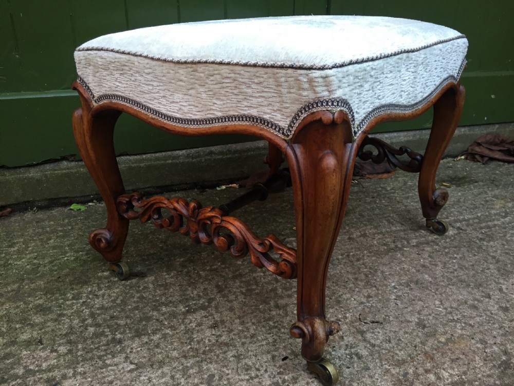 unusual mid c19th victorian period carved rosewood cabriolelegged dressing or foot stool