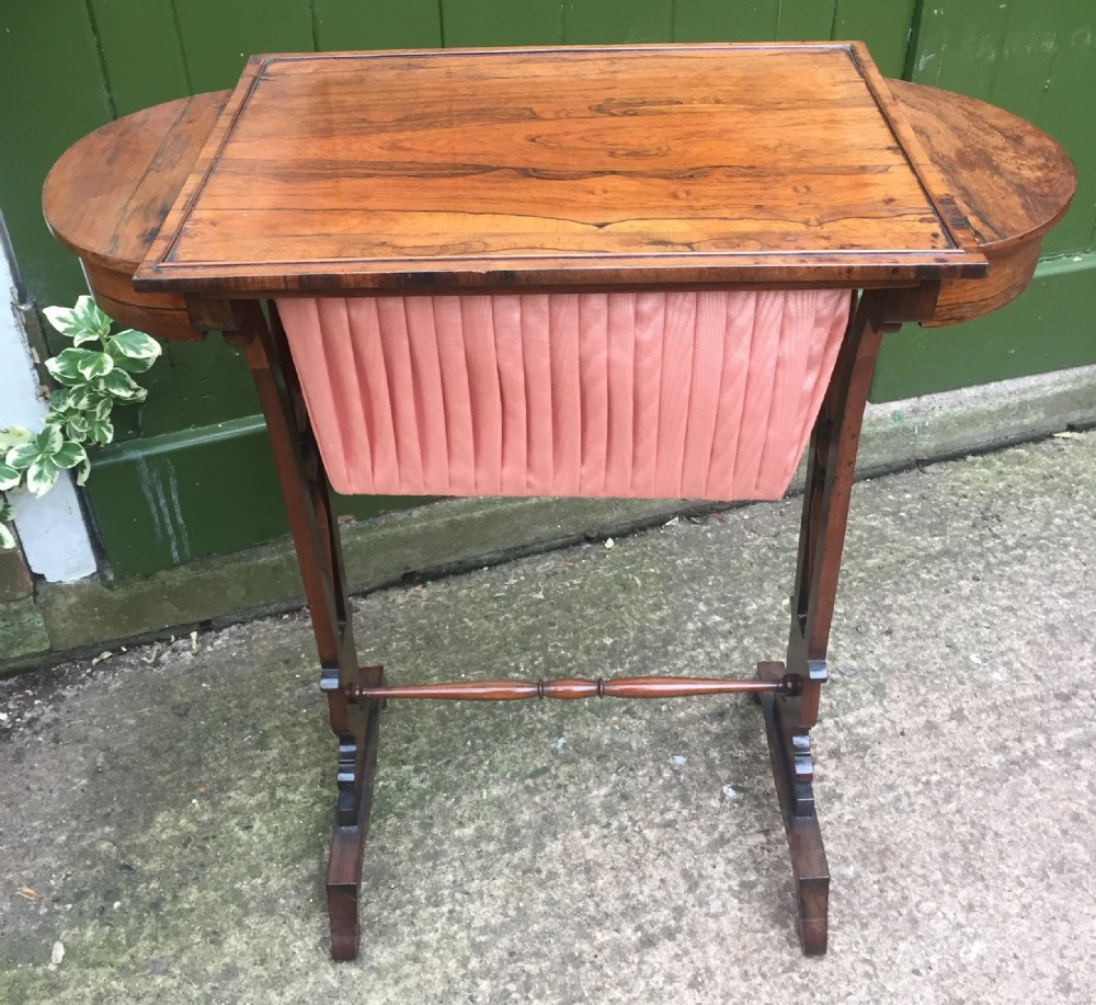 elegant early c19th george iv period rosewood sewing or work table of gillows design