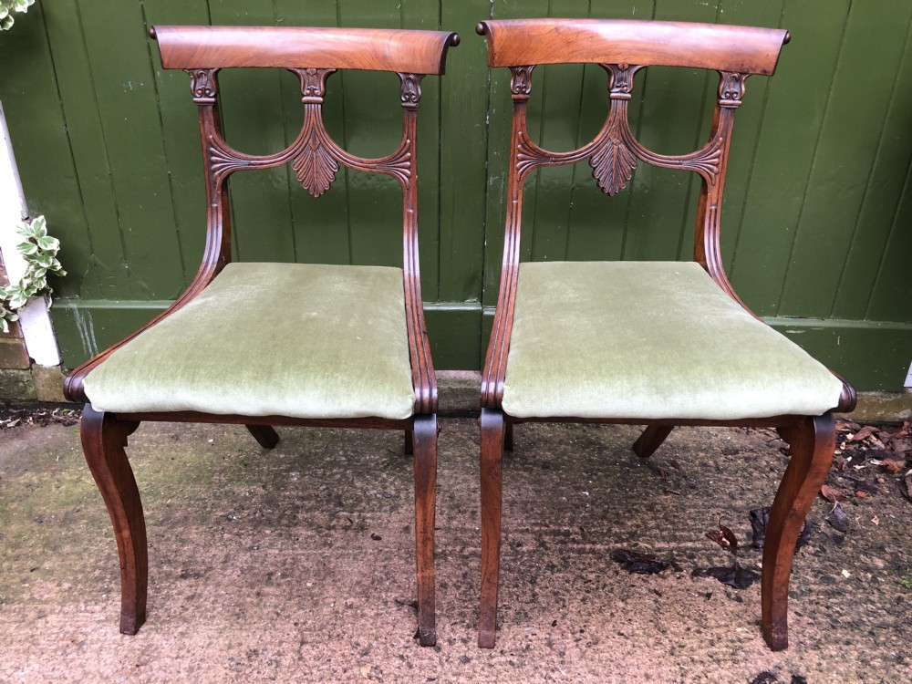 pair of early c19th regency period rosewood side chairs of classical grecian inspiration
