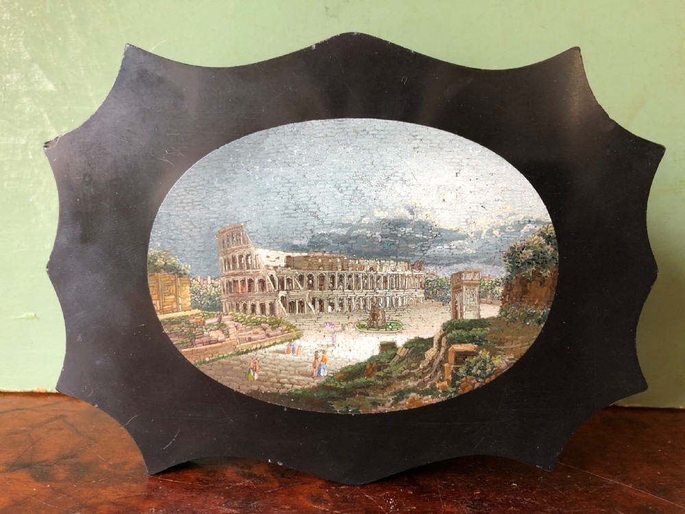 fine c19th italian grand tour souvenir micromosaic marble paperweight in the manner of domenico moglia