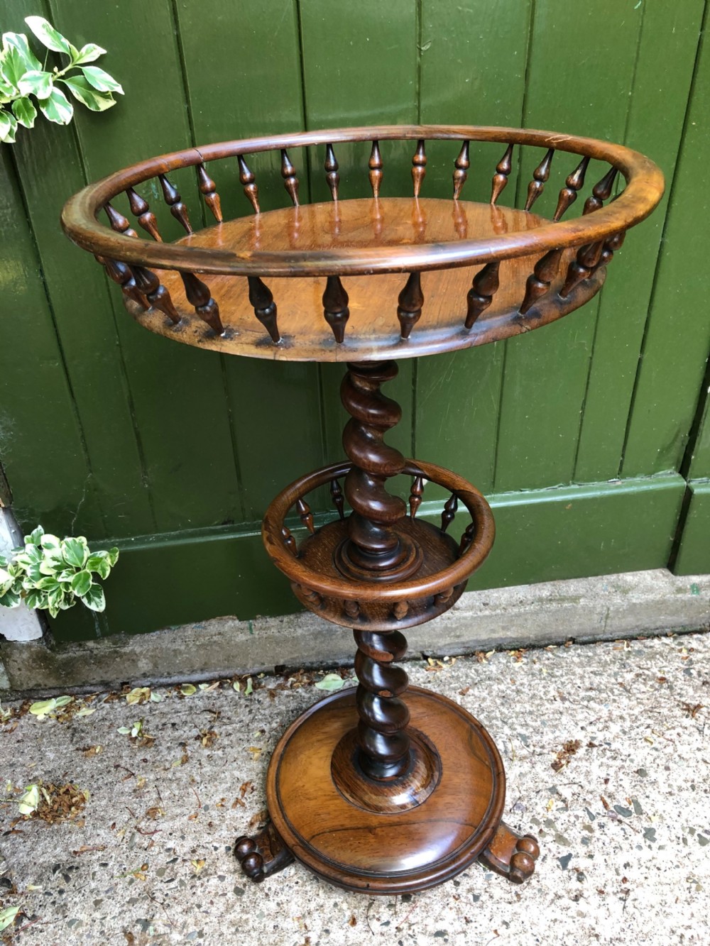 mid c19th victorian period circular rosewood 2tier spindlegalleried occasional or wine table