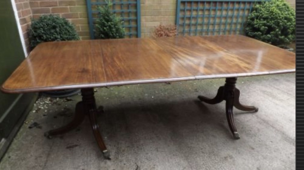 fine early c19th regency period mahogany twinpillar dining table