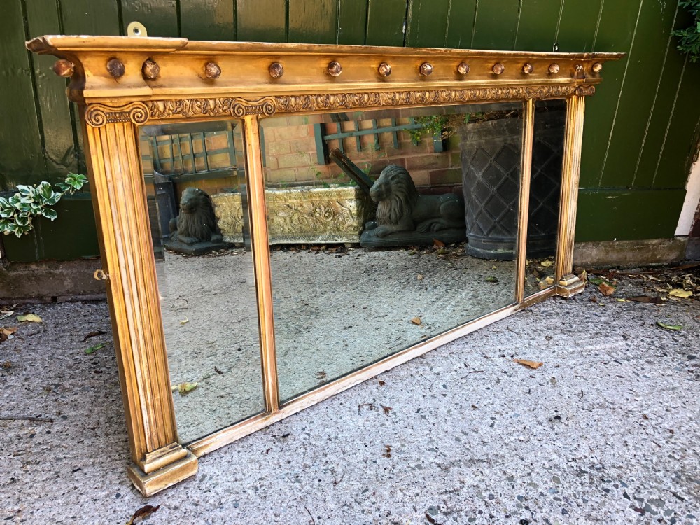 early c19th regency period carved giltwood 3plate overmantel mirror