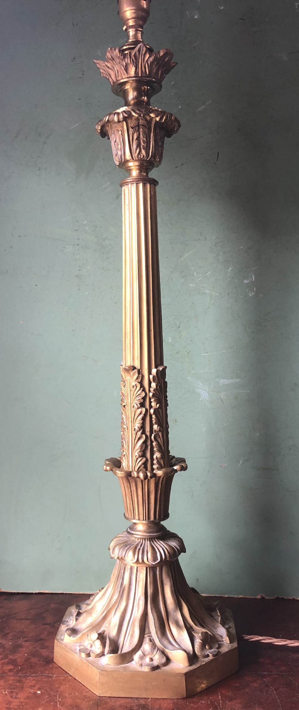 high quality c19th ormolu bronze table lamp