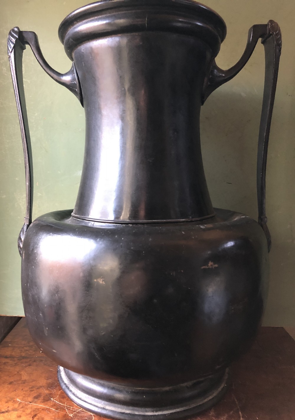 rare mid c19th patinated bronzed copper vase of neoclassical design