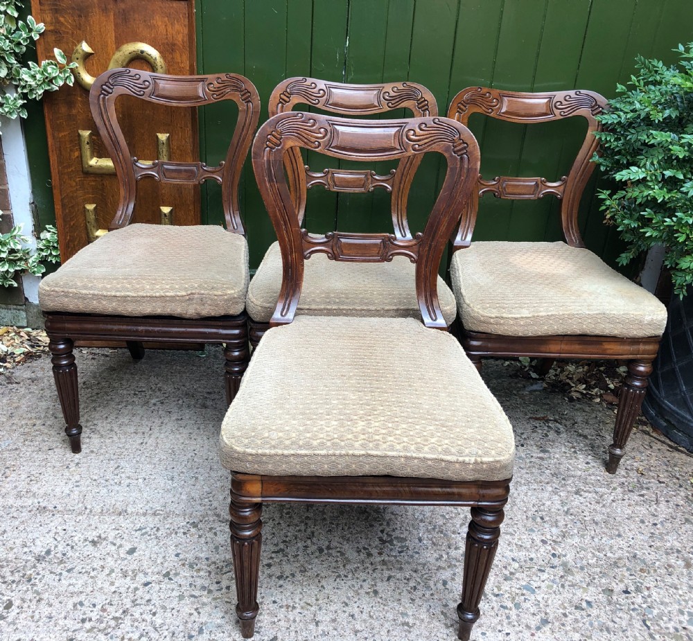 set of 4 early c19th george iv period carved mahogany dining or side chairs attributed to gillows of lancaster