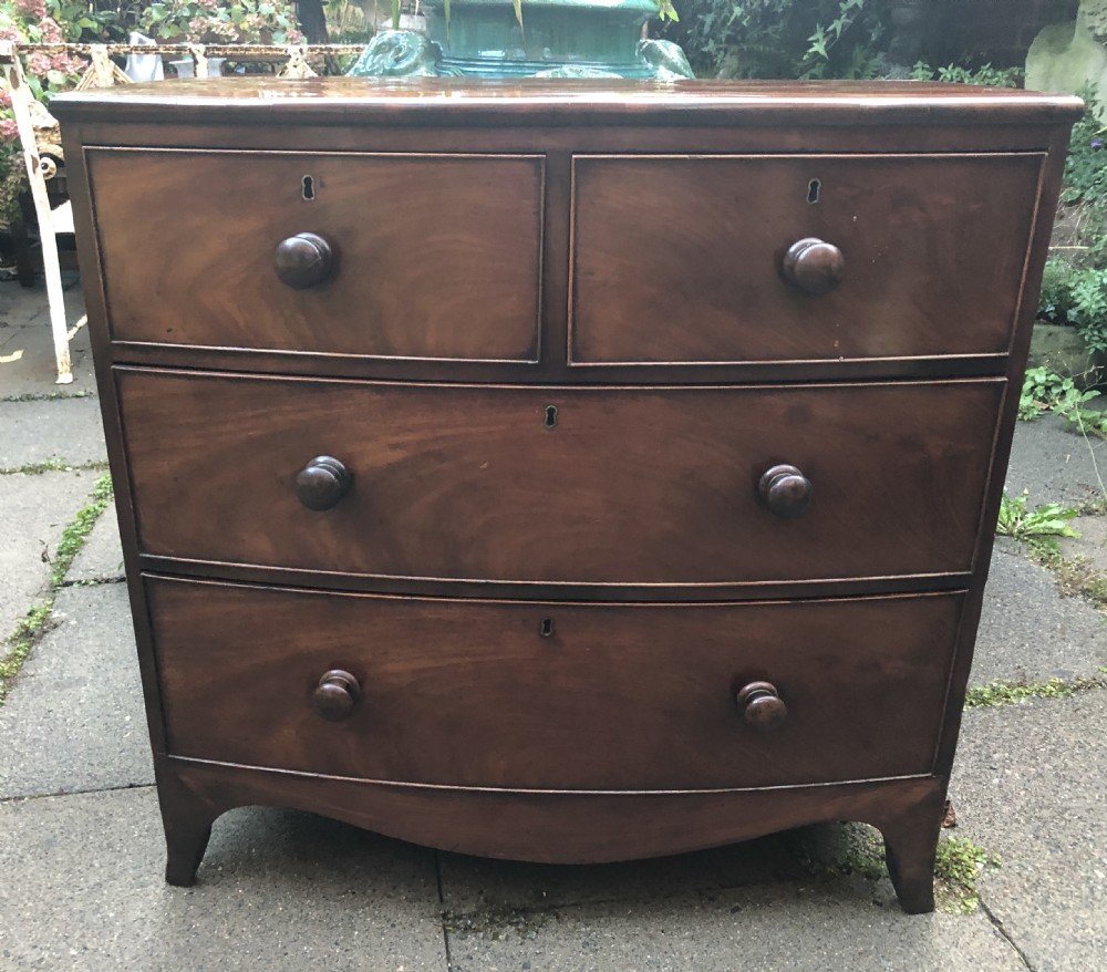 early c19th george iii period bowfront mahogany chest of drawers
