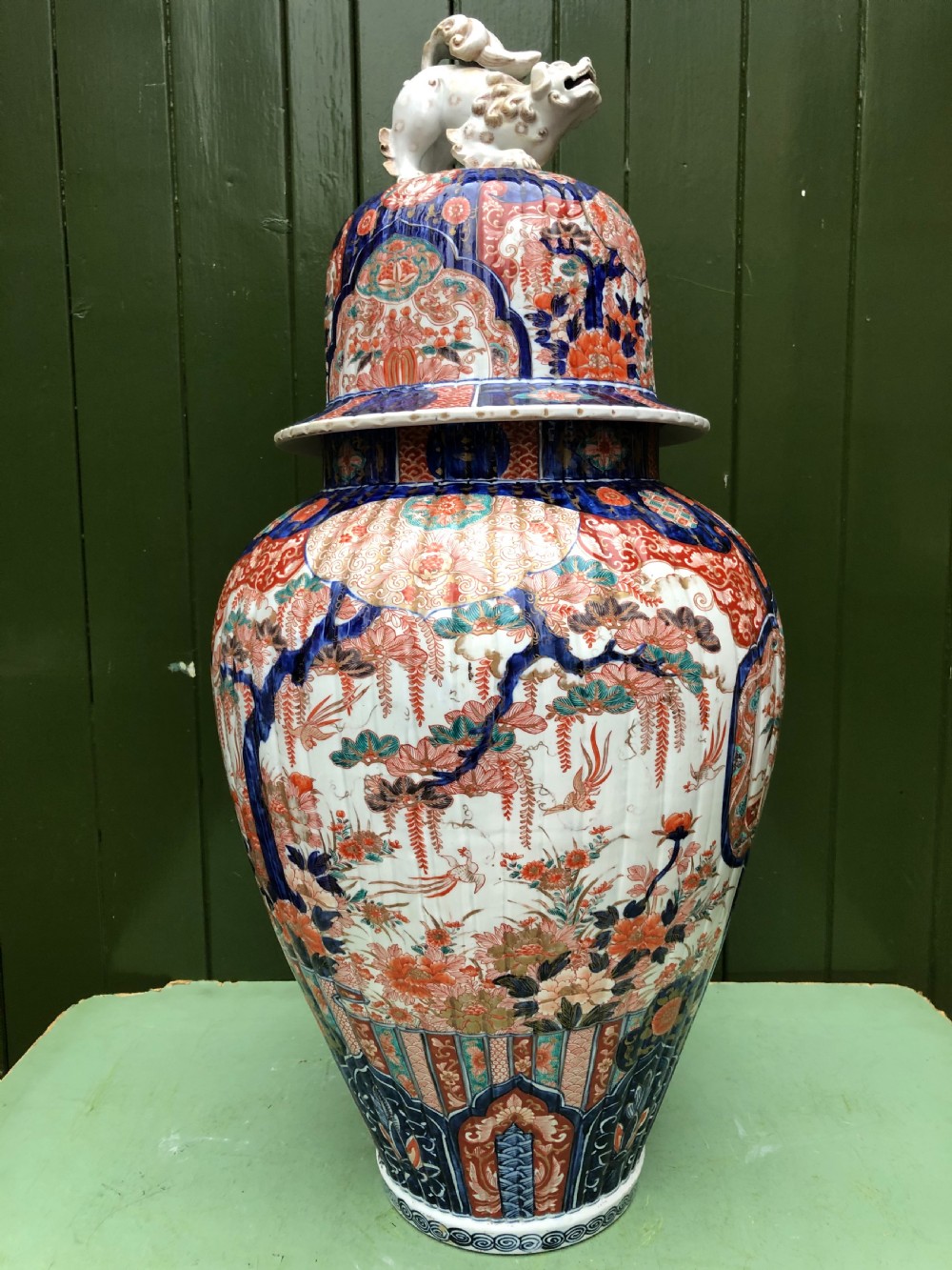 imposing largescale mid c19th japanese porcelain vase and cover in the imari palette