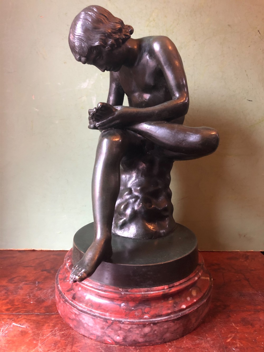 late c19th italian bronze grand tour souvenir reduction sculpture after the antique lo spinario