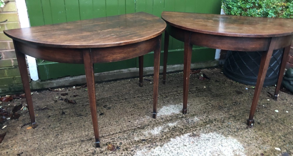 pair of c18th george iii period cuban mahogany demilune tables