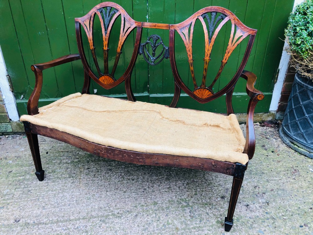 late c19th hepplewhite revival george iii period style mahogany chairback settee